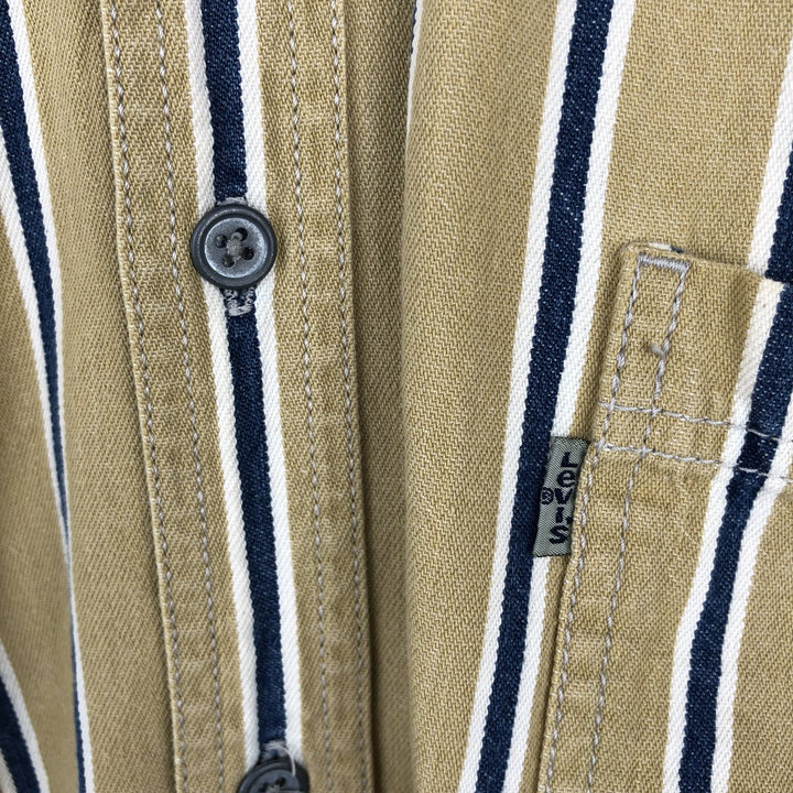 90'S Levi's Stripe Pattern Long-Sleeve Button-Down Denim Shirt, Men's Size L (Equivalent), Vintage cotton yellow type Vintage Second Hand