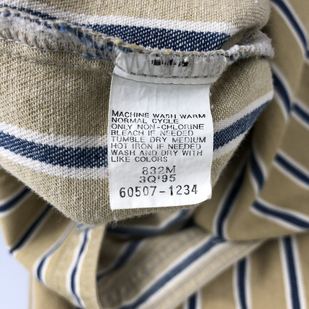 90'S Levi's Stripe Pattern Long-Sleeve Button-Down Denim Shirt, Men's Size L (Equivalent), Vintage cotton yellow type Vintage Second Hand