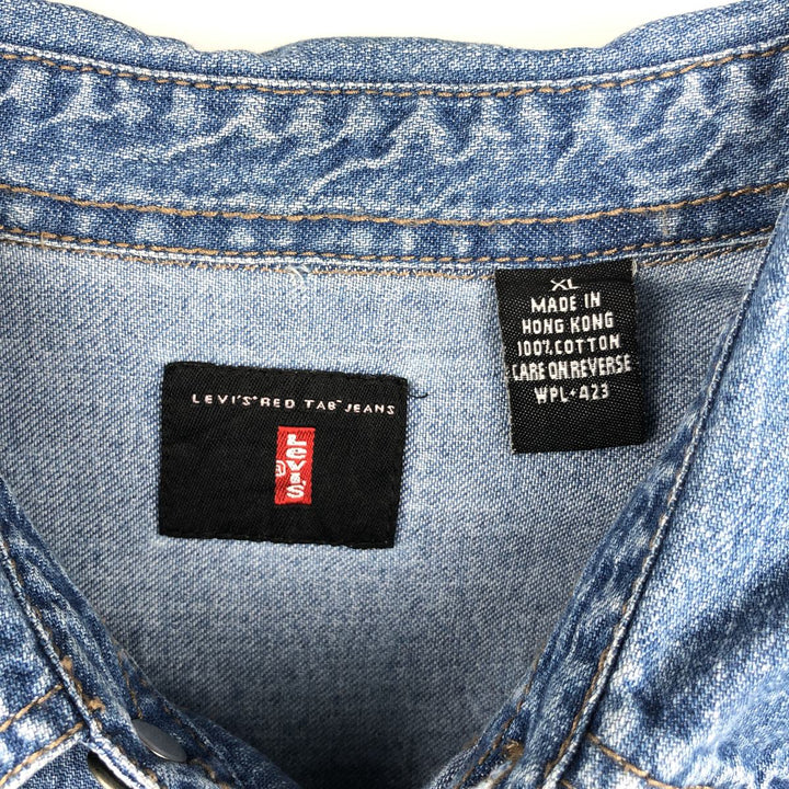 Vintage 90'S Levi's Red Tab long-sleeved denim shirt, men's size XL cotton blue type Vintage Second Hand