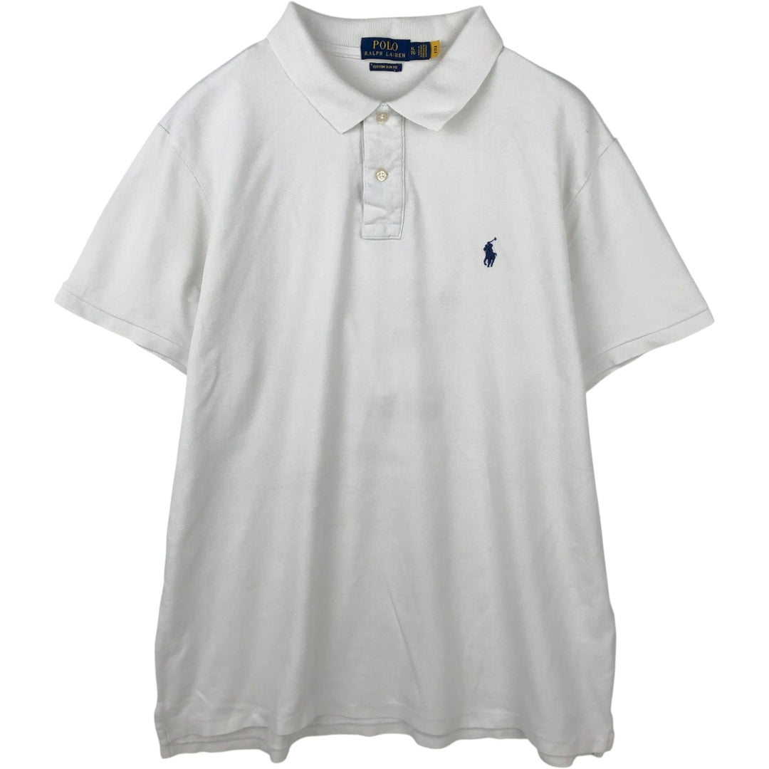 Ralph Lauren POLO RALPH LAUREN CUSTOM SLIM FIT short sleeve polo shirt men's XL equivalent cotton black type Vintage Second Hand