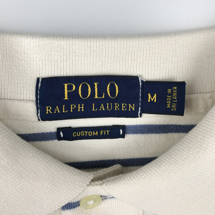 Ralph Lauren POLO RALPH LAUREN CUSTOM FIT short sleeve striped polo shirt men's size M cotton unbleached Vintage Second Hand