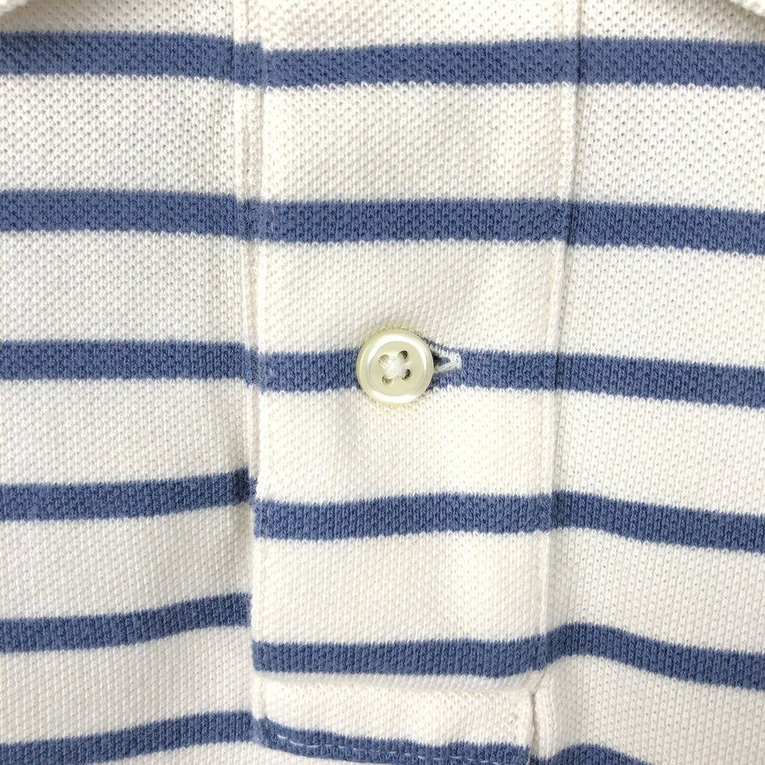 Ralph Lauren POLO RALPH LAUREN CUSTOM FIT short sleeve striped polo shirt men's size M cotton unbleached Vintage Second Hand