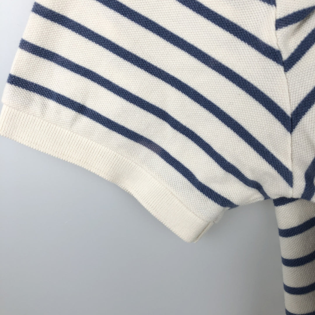 Ralph Lauren POLO RALPH LAUREN CUSTOM FIT short sleeve striped polo shirt men's size M cotton unbleached Vintage Second Hand