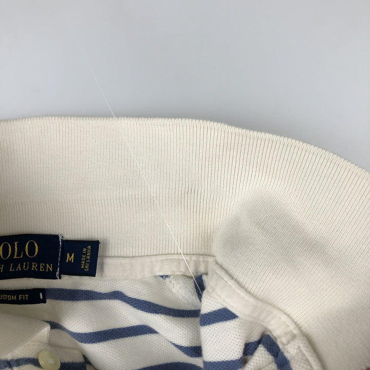 Ralph Lauren POLO RALPH LAUREN CUSTOM FIT short sleeve striped polo shirt men's size M cotton unbleached Vintage Second Hand