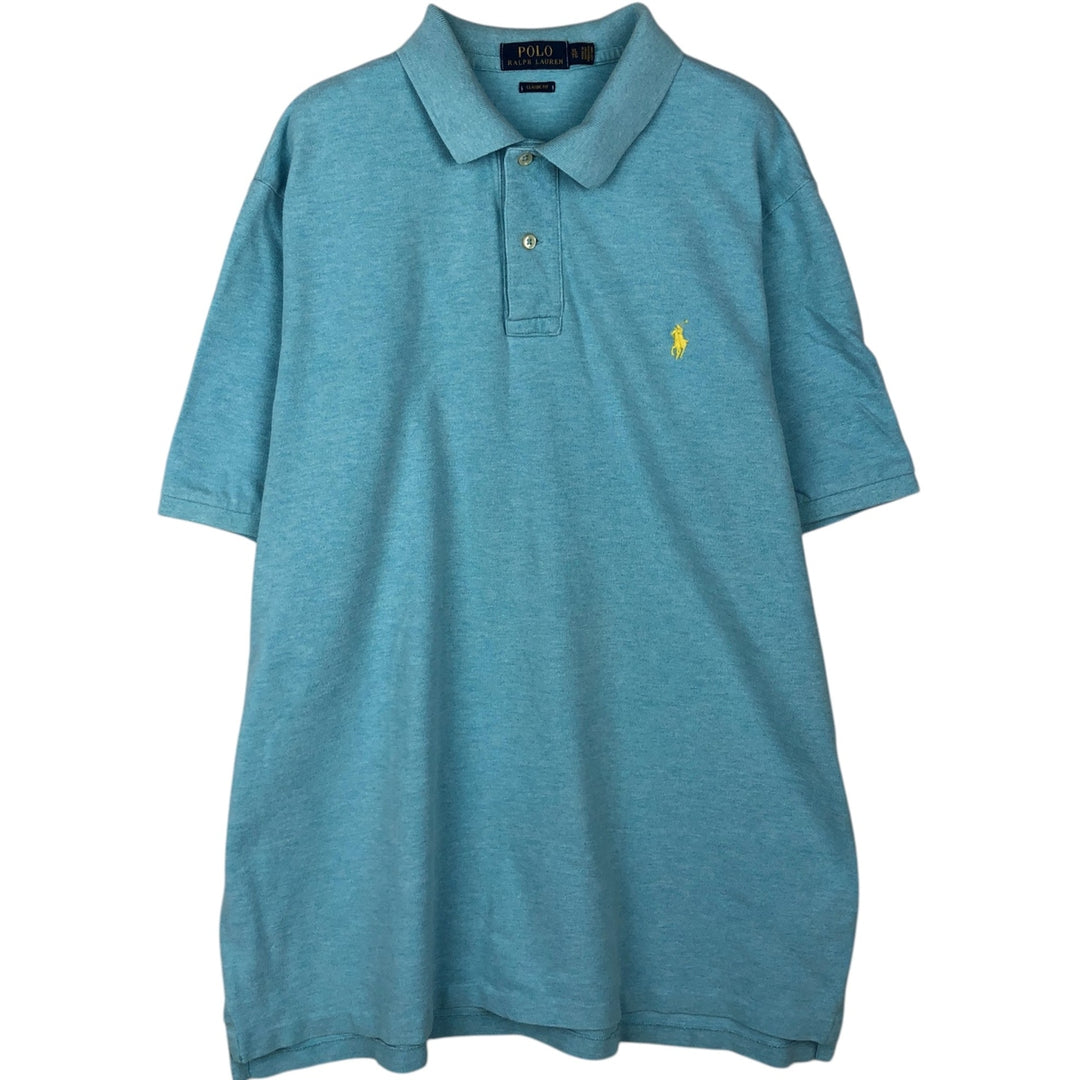 Ralph Lauren POLO RALPH LAUREN CLASSIC FIT short sleeve polo shirt men's XL equivalent cotton Blue type light blue Vintage Second Hand