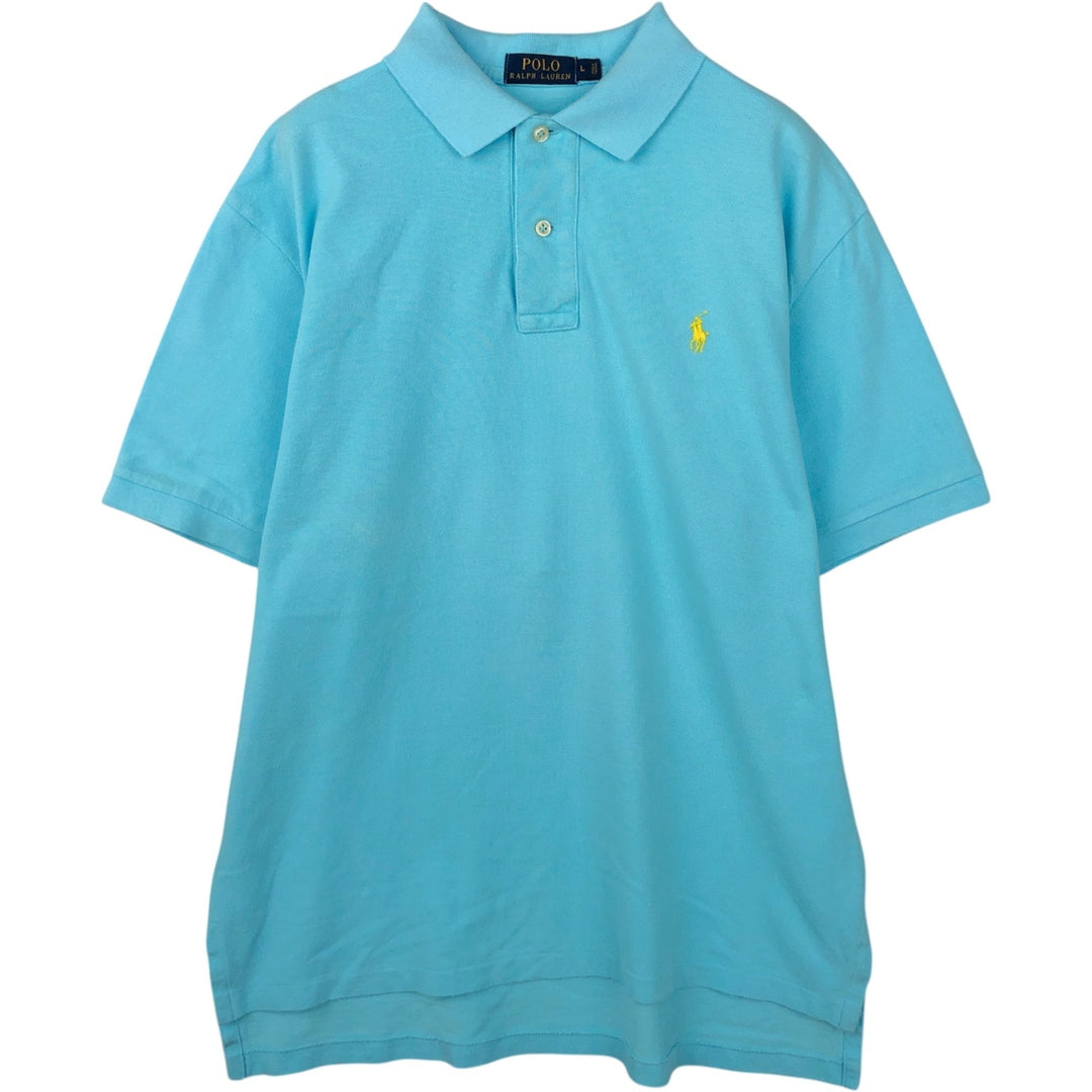Ralph Lauren POLO RALPH LAUREN short sleeve polo shirt men's size L cotton turquoise blue Vintage Second Hand
