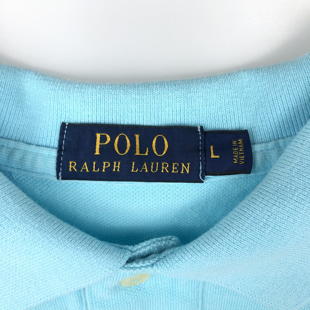 Ralph Lauren POLO RALPH LAUREN short sleeve polo shirt men's size L cotton turquoise blue Vintage Second Hand