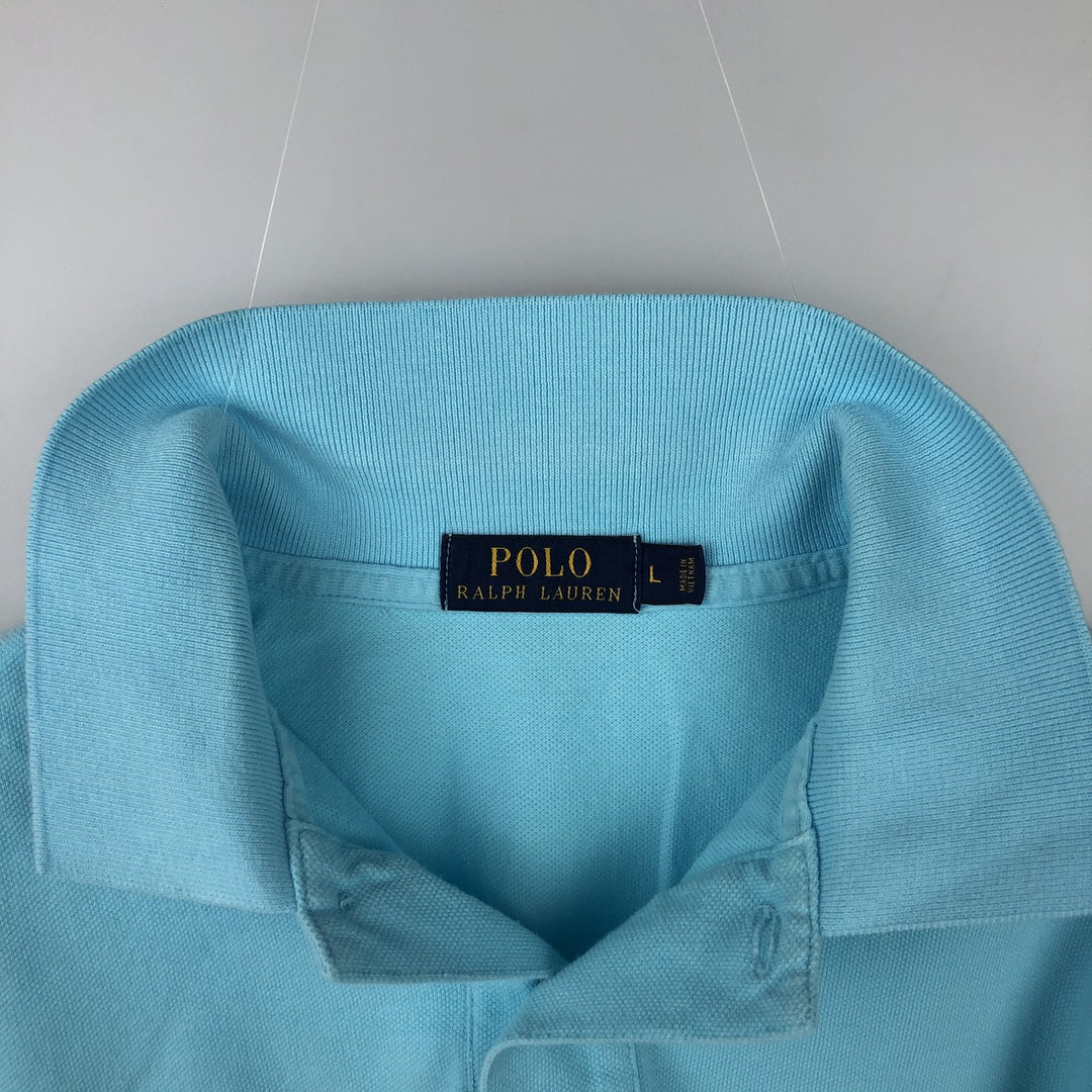 Ralph Lauren POLO RALPH LAUREN short sleeve polo shirt men's size L cotton turquoise blue Vintage Second Hand