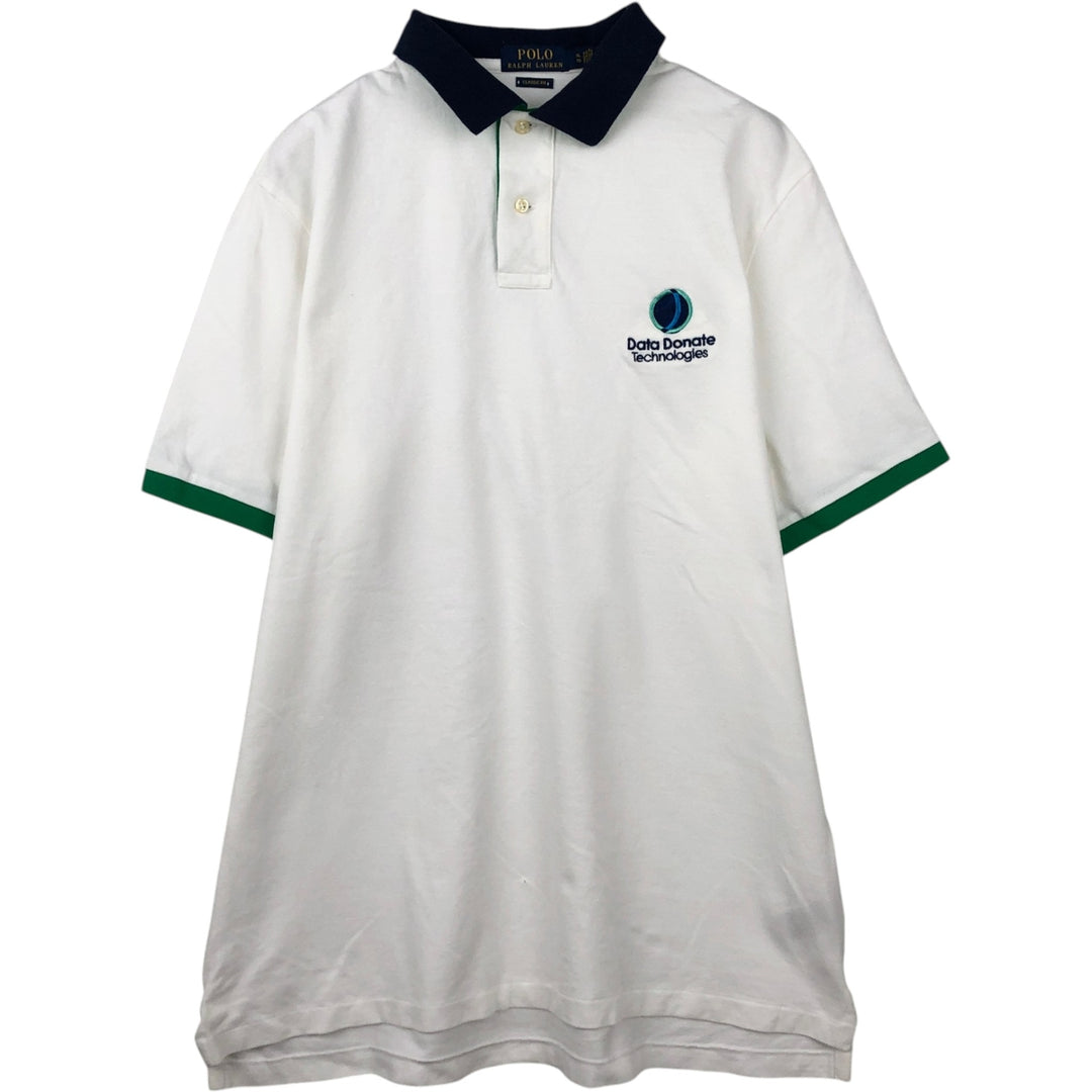 Ralph Lauren POLO RALPH LAUREN CLASSIC FIT Advertising Short-Sleeve Polo Shirt, Men's Size XL (approx.) cotton white type Vintage Second Hand