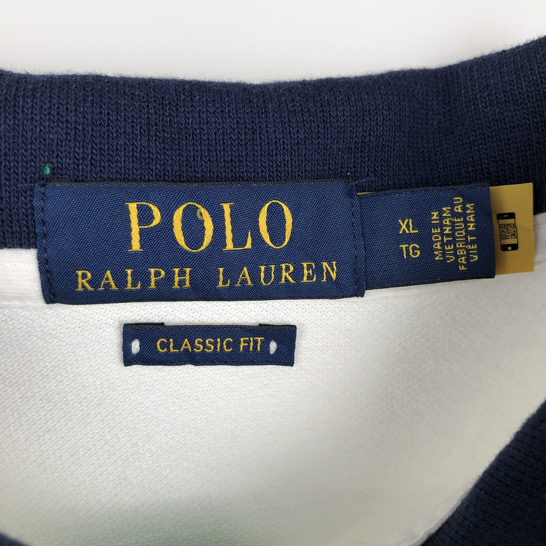 Ralph Lauren POLO RALPH LAUREN CLASSIC FIT Advertising Short-Sleeve Polo Shirt, Men's Size XL (approx.) cotton white type Vintage Second Hand