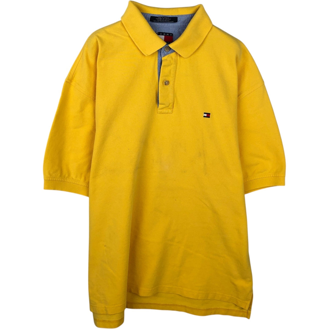 1990'S Tommy Hilfiger Short-Sleeve Polo Shirt, Men's Size XL (Equivalent), Vintage cotton yellow type Vintage Second Hand