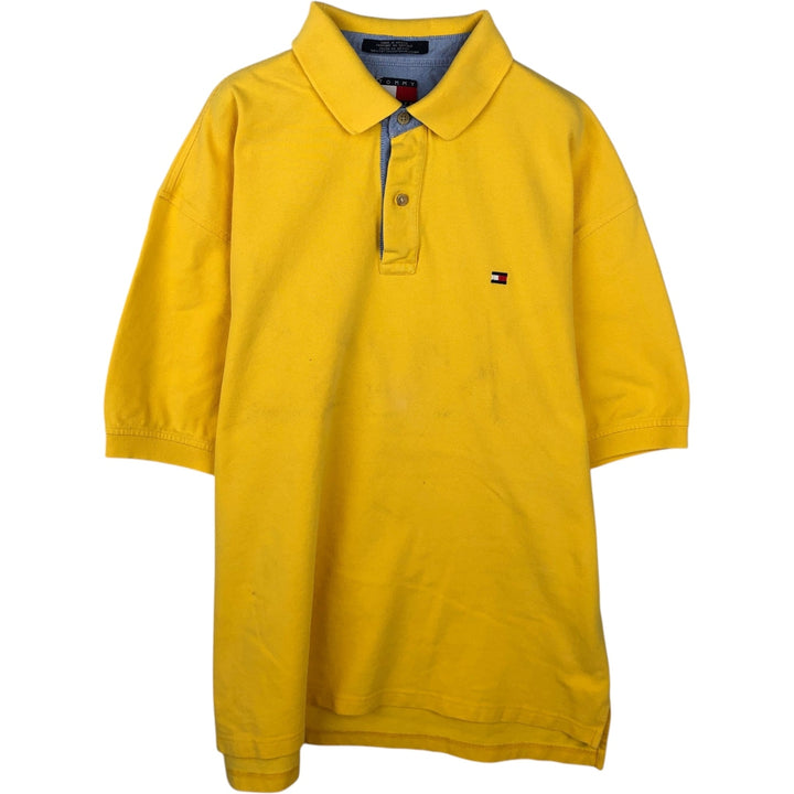 1990'S Tommy Hilfiger Short-Sleeve Polo Shirt, Men's Size XL (Equivalent), Vintage cotton yellow type Vintage Second Hand