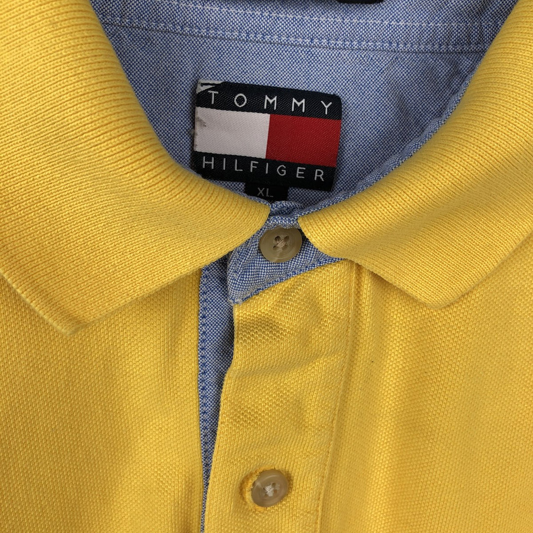 1990'S Tommy Hilfiger Short-Sleeve Polo Shirt, Men's Size XL (Equivalent), Vintage cotton yellow type Vintage Second Hand
