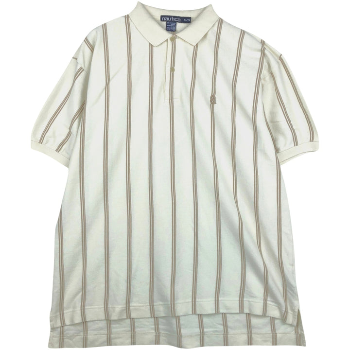 90'S Nautica Short-Sleeve Striped Polo Shirt, Men's Size XL (Equivalent), Vintage cotton unbleached Vintage Second Hand