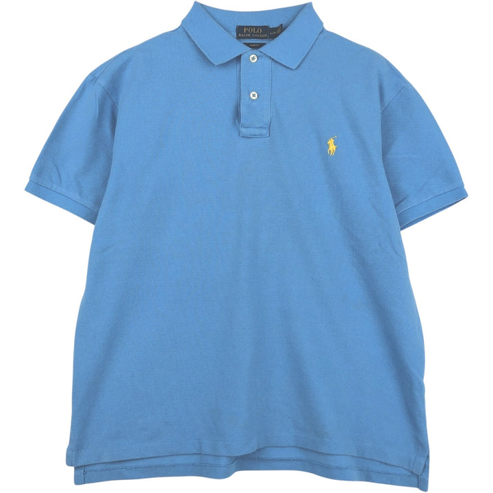 Ralph Lauren POLO RALPH LAUREN SLIM FIT short sleeve polo shirt, men's size L cotton Blue type light blue Vintage Second Hand