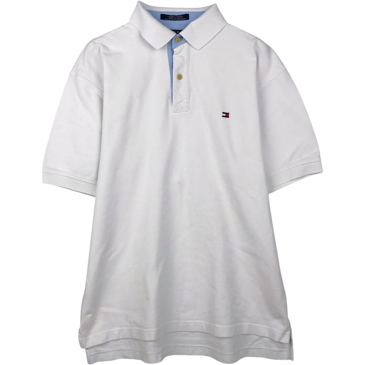 1990'S Tommy Hilfiger Short-Sleeve Polo Shirt, Men's Size L (approx.), Vintage cotton white type Vintage Second Hand