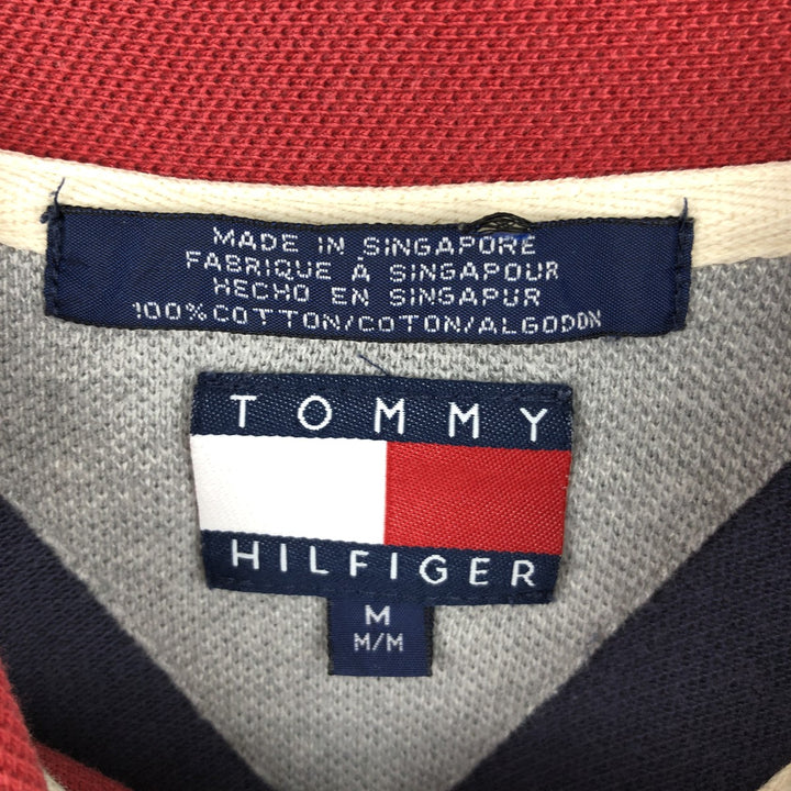 1990'S Tommy Hilfiger short-sleeved polo shirt, men's size M equivalent, vintage. cotton red type Vintage Second Hand