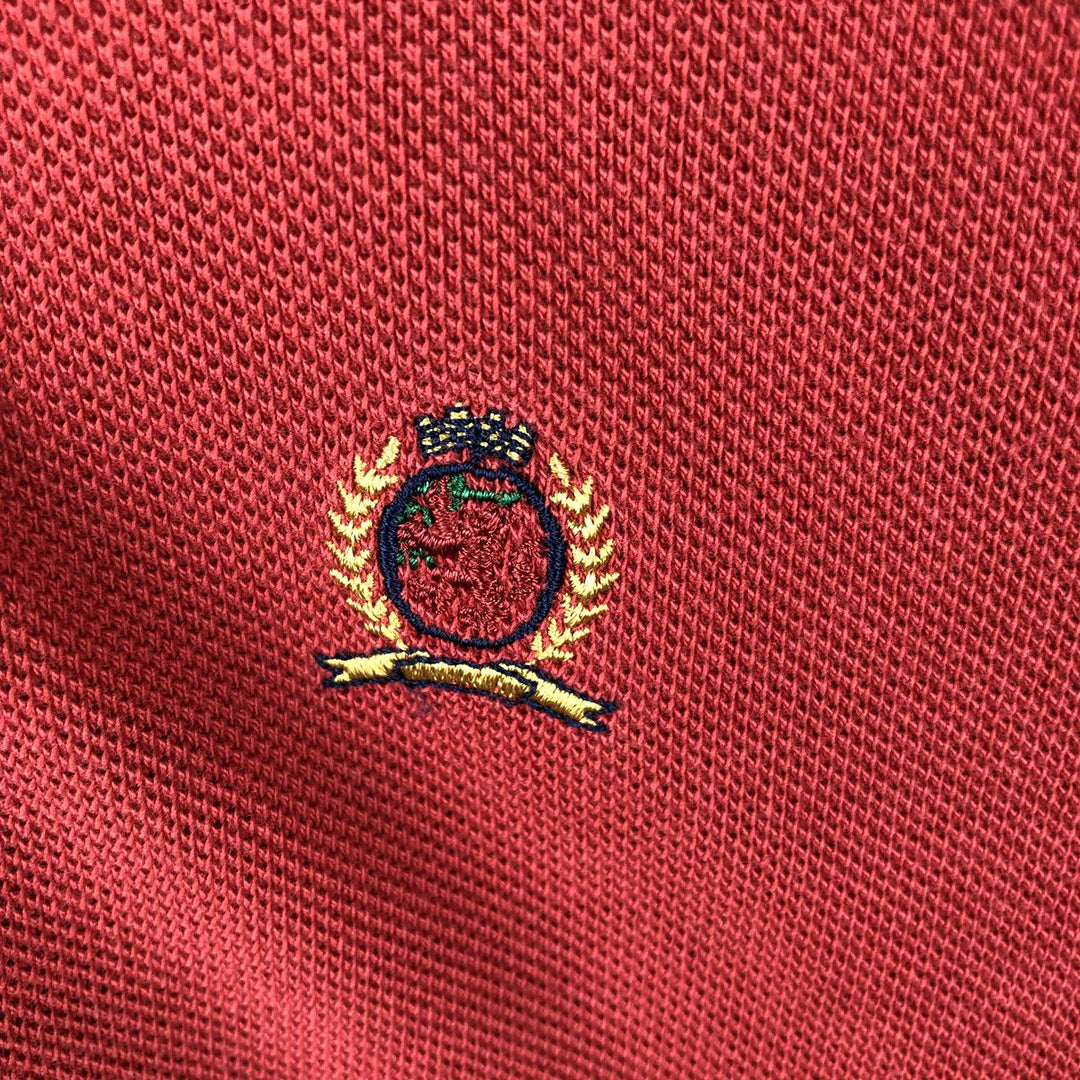1990'S Tommy Hilfiger short-sleeved polo shirt, men's size M equivalent, vintage. cotton red type Vintage Second Hand