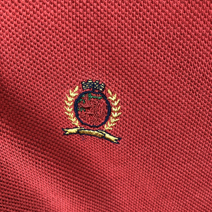 1990'S Tommy Hilfiger short-sleeved polo shirt, men's size M equivalent, vintage. cotton red type Vintage Second Hand