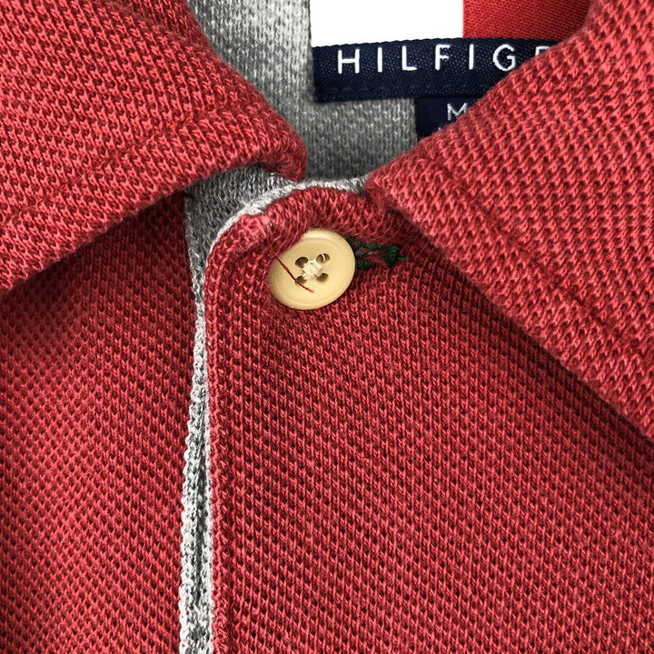 1990'S Tommy Hilfiger short-sleeved polo shirt, men's size M equivalent, vintage. cotton red type Vintage Second Hand