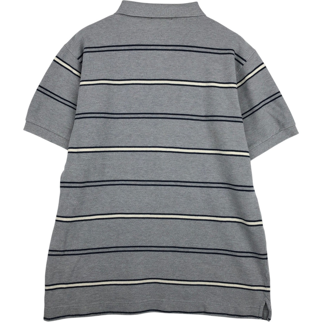 NAUTICA Short Sleeve Striped Polo Shirt Men's XL Size cotton gray type Vintage Second Hand