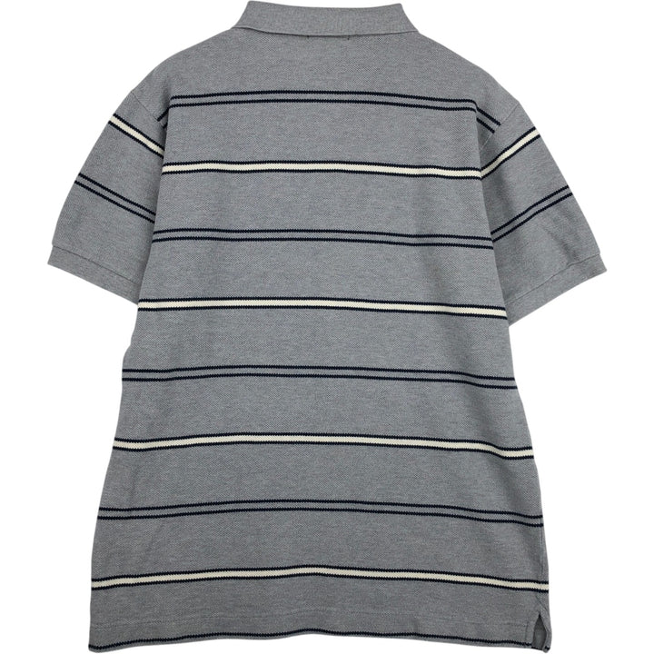 NAUTICA Short Sleeve Striped Polo Shirt Men's XL Size cotton gray type Vintage Second Hand