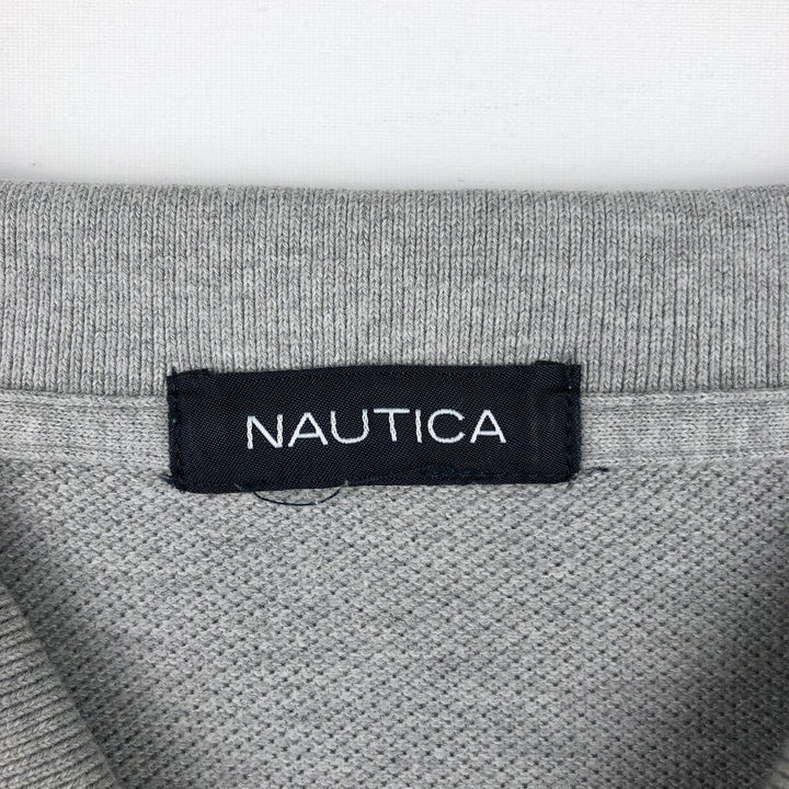NAUTICA Short Sleeve Striped Polo Shirt Men's XL Size cotton gray type Vintage Second Hand