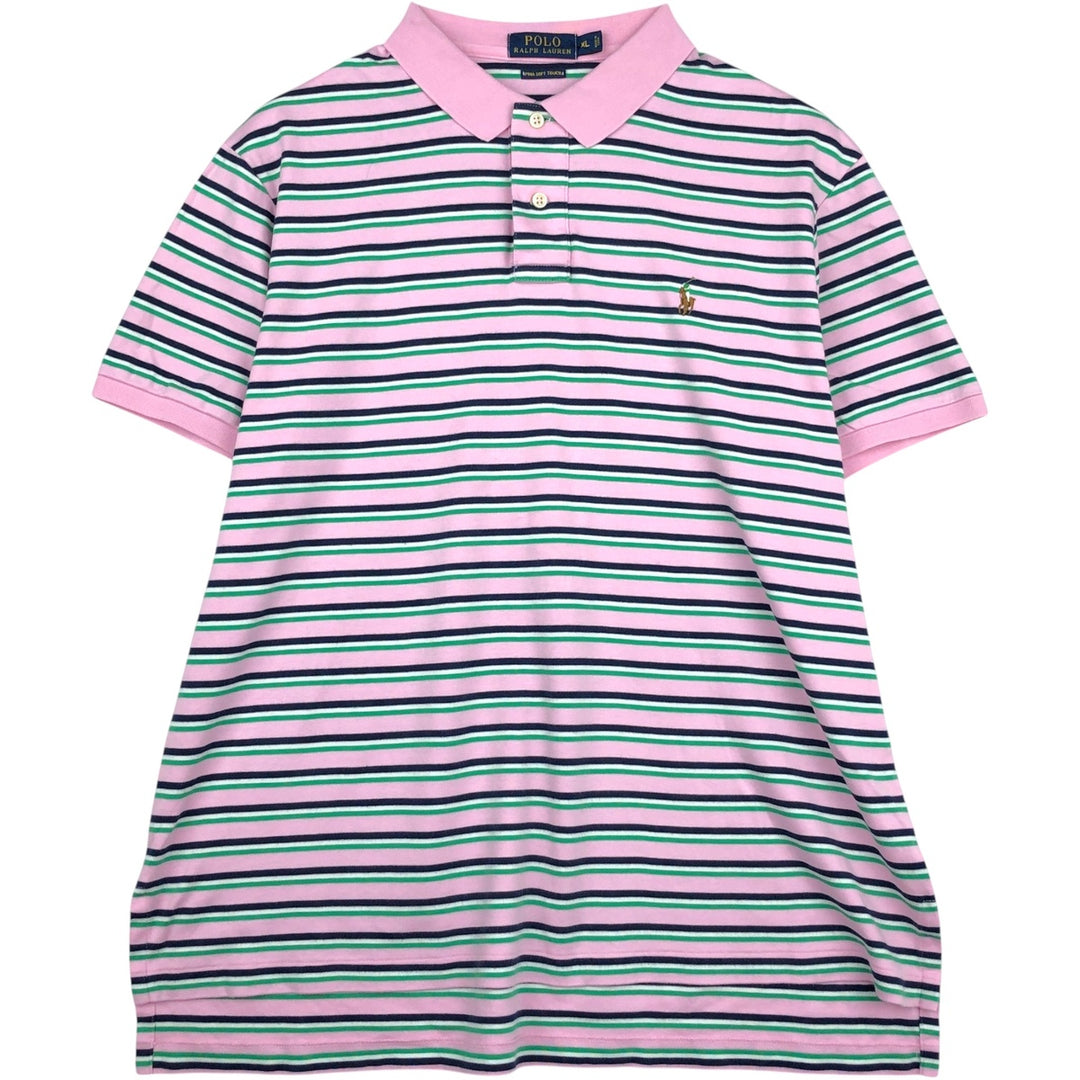 Ralph Lauren POLO RALPH LAUREN Multi-stripe Short-Sleeve Polo Shirt, Men's Size XL (approx.) cotton pink type Vintage Second Hand