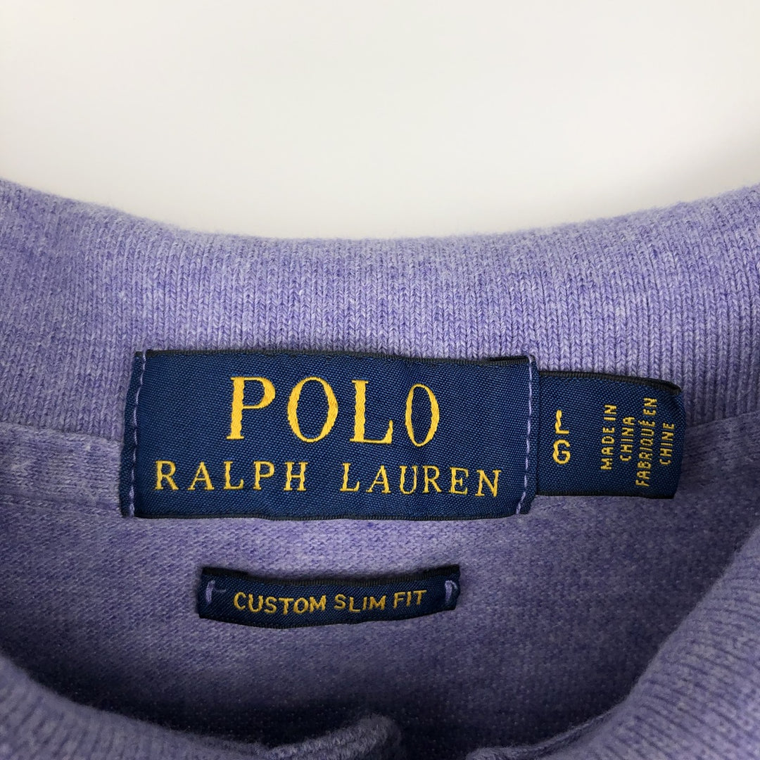 Ralph Lauren POLO RALPH LAUREN CUSTOM SLIM FIT short sleeve polo shirt, men's size L cotton purple type Vintage Second Hand