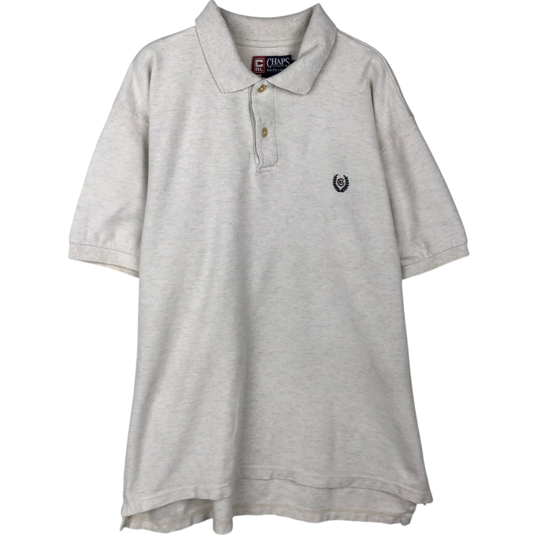 Ralph Lauren CHAPS short sleeve polo shirt, men's size L cotton unbleached Vintage Second Hand