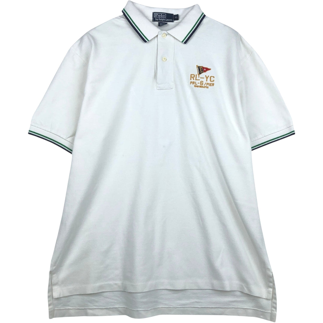 Ralph Lauren POLO by Ralph Lauren short sleeve polo shirt, men's XL size cotton white type Vintage Second Hand