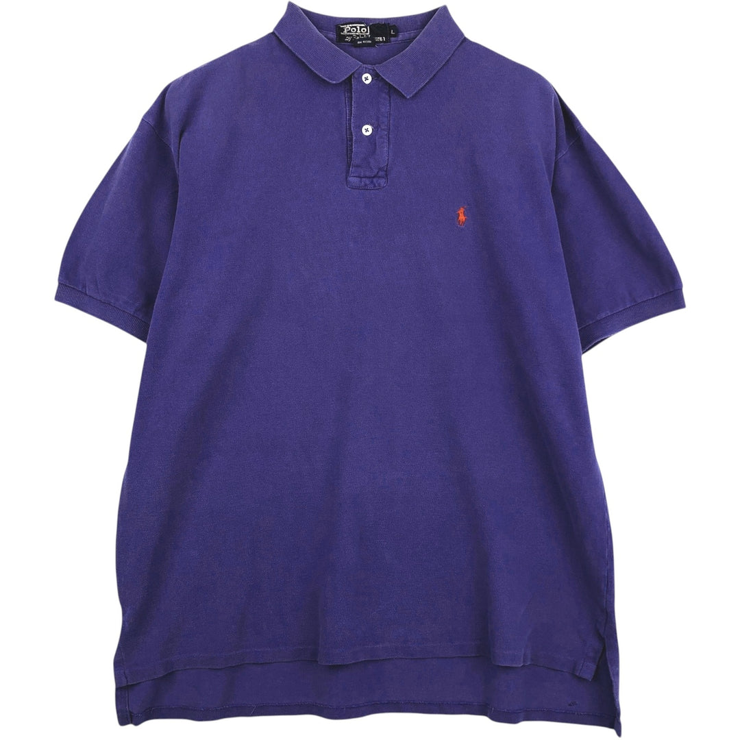 Ralph Lauren POLO by Ralph Lauren short-sleeved polo shirt, Made in USA, Men's size L cotton Purple type blue-purple Vintage Second Hand