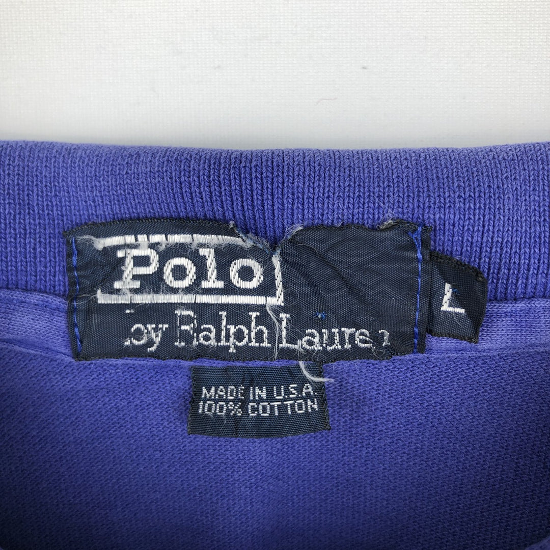 Ralph Lauren POLO by Ralph Lauren short-sleeved polo shirt, Made in USA, Men's size L cotton Purple type blue-purple Vintage Second Hand