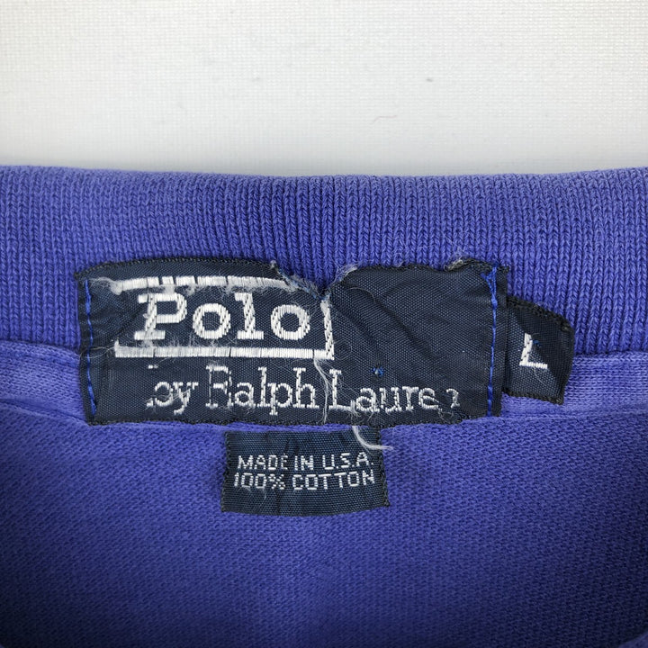 Ralph Lauren POLO by Ralph Lauren short-sleeved polo shirt, Made in USA, Men's size L cotton Purple type blue-purple Vintage Second Hand
