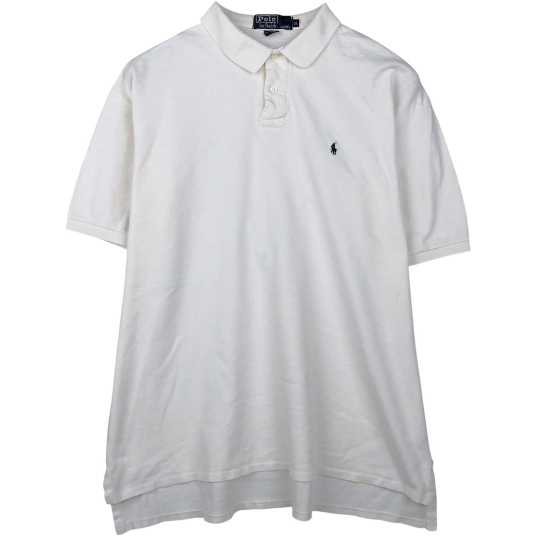 Ralph Lauren POLO by Ralph Lauren short-sleeved polo shirt, Made in USA, Men's XL cotton white type Vintage Second Hand