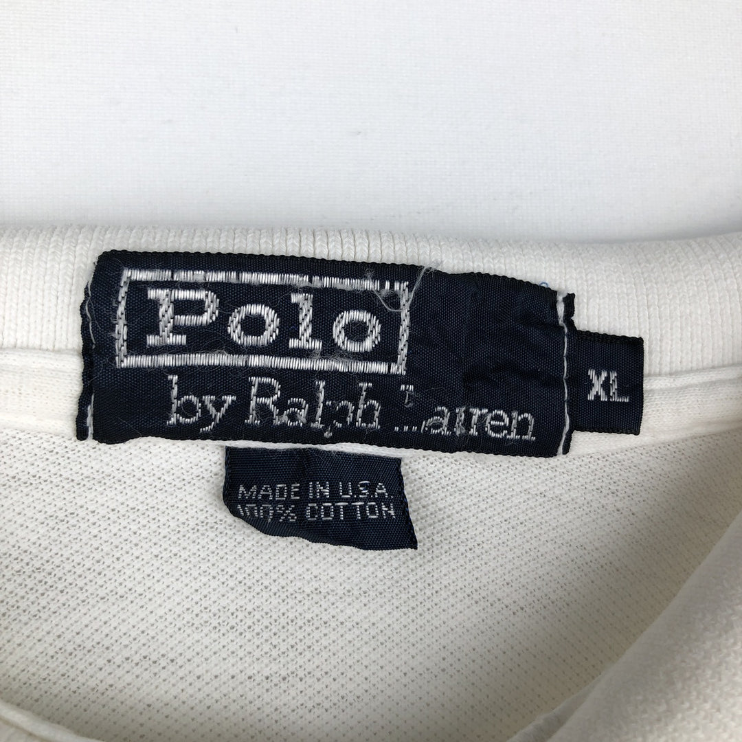 Ralph Lauren POLO by Ralph Lauren short-sleeved polo shirt, Made in USA, Men's XL cotton white type Vintage Second Hand