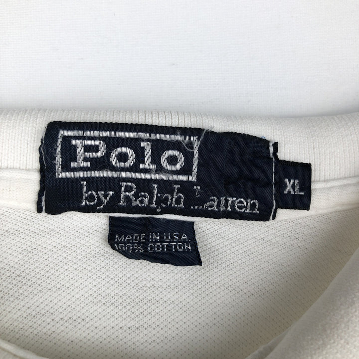 Ralph Lauren POLO by Ralph Lauren short-sleeved polo shirt, Made in USA, Men's XL cotton white type Vintage Second Hand