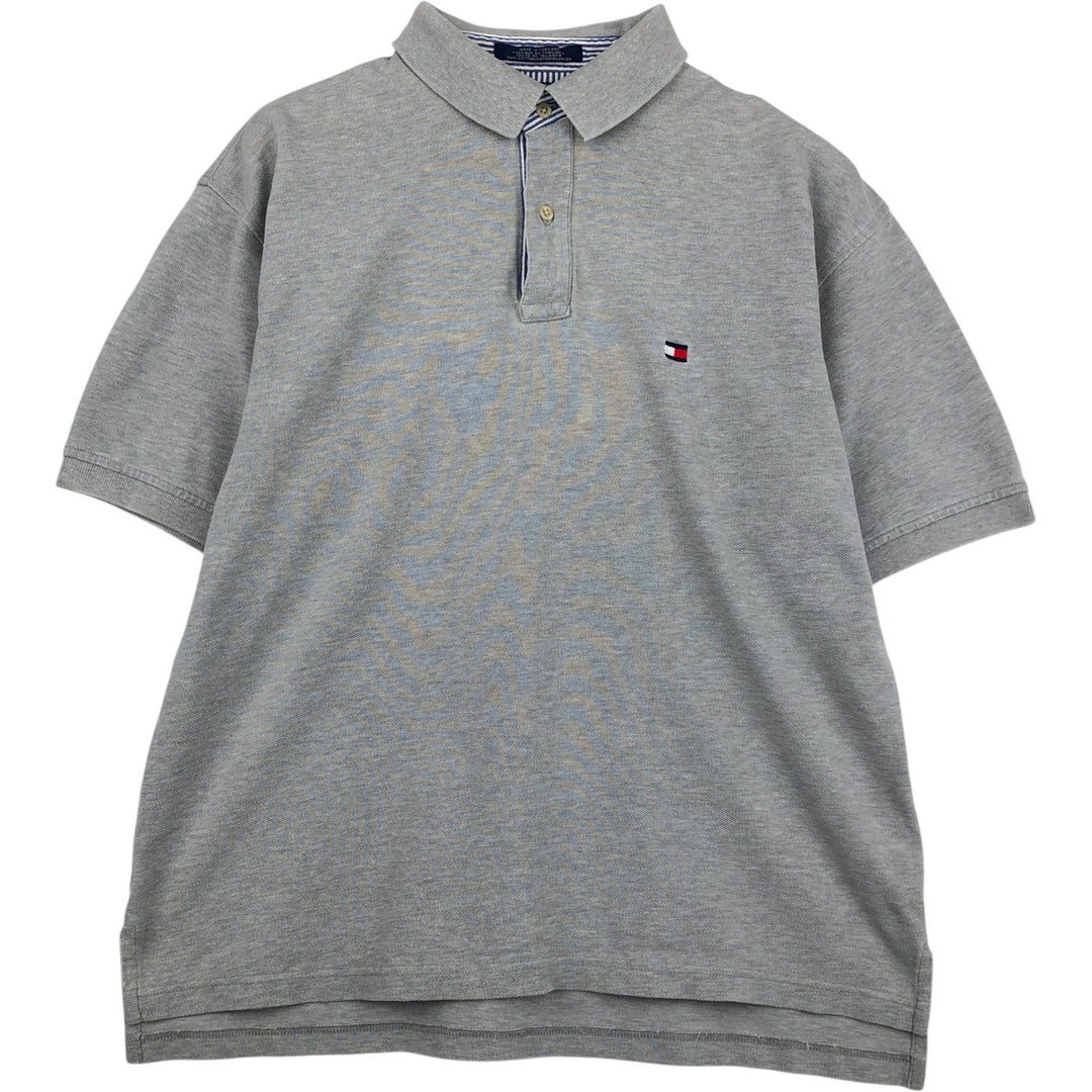 Tommy Hilfiger short-sleeved polo shirt, men's size L (approx.) cotton gray type Vintage Second Hand