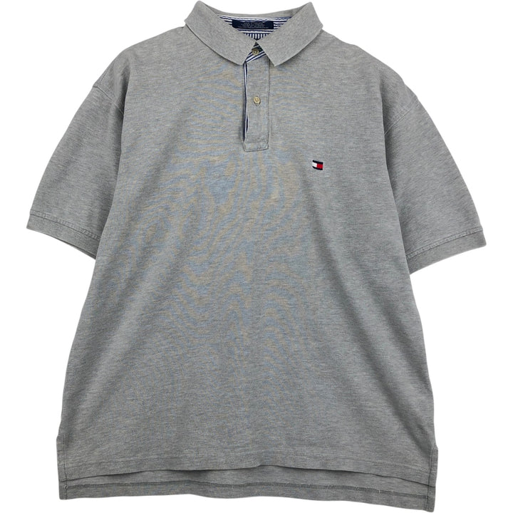 Tommy Hilfiger short-sleeved polo shirt, men's size L (approx.) cotton gray type Vintage Second Hand