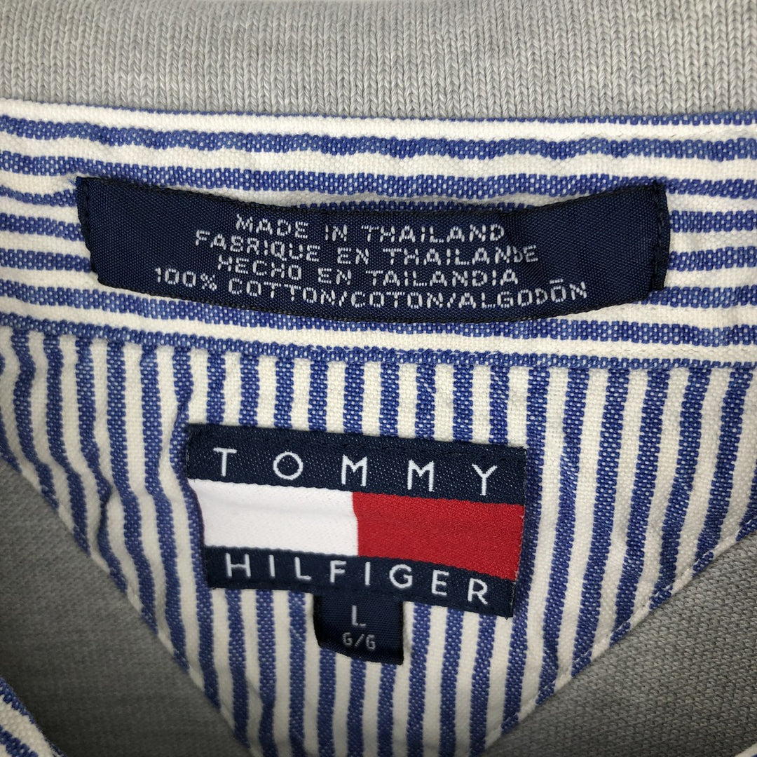 Tommy Hilfiger short-sleeved polo shirt, men's size L (approx.) cotton gray type Vintage Second Hand