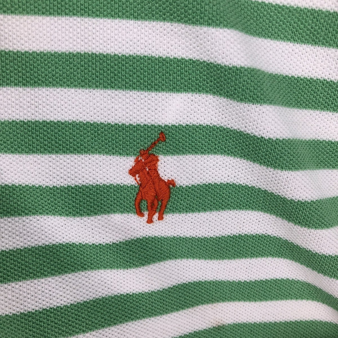 Ralph Lauren POLO by Ralph Lauren CUSTOM FIT short sleeve striped polo shirt men's XL size cotton green type Vintage Second Hand