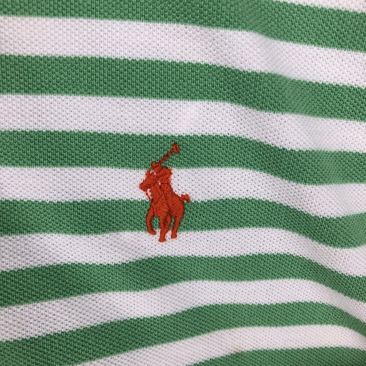 Ralph Lauren POLO by Ralph Lauren CUSTOM FIT short sleeve striped polo shirt men's XL size cotton green type Vintage Second Hand