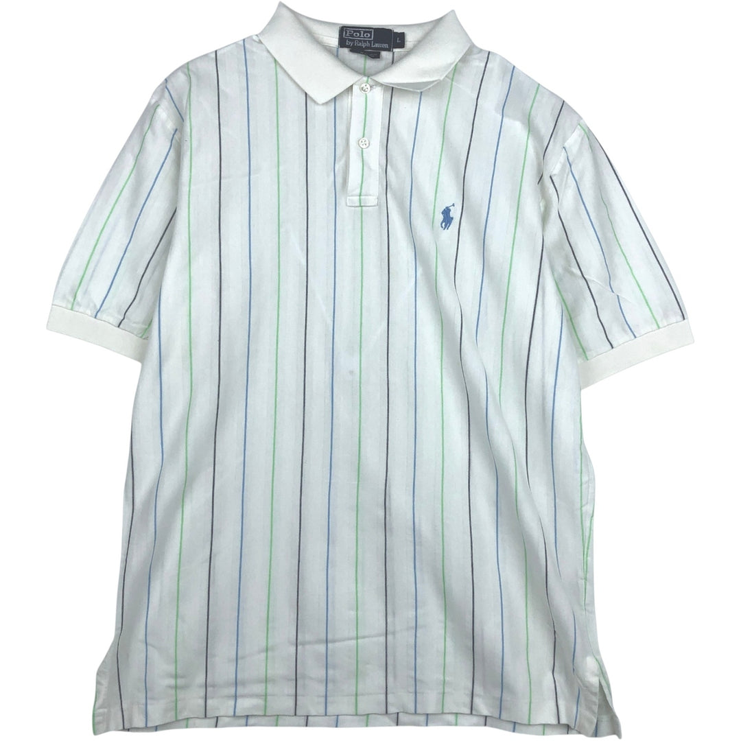 Ralph Lauren POLO by Ralph Lauren short sleeve striped polo shirt, men's size L Pima Cotton white type Vintage Second Hand