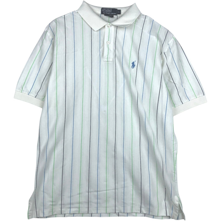 Ralph Lauren POLO by Ralph Lauren short sleeve striped polo shirt, men's size L Pima Cotton white type Vintage Second Hand