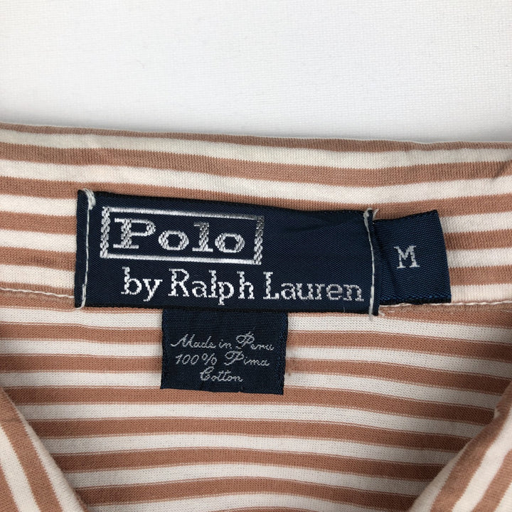 Ralph Lauren POLO by Ralph Lauren short sleeve striped polo shirt, men's size M Pima Cotton brown type Vintage Second Hand