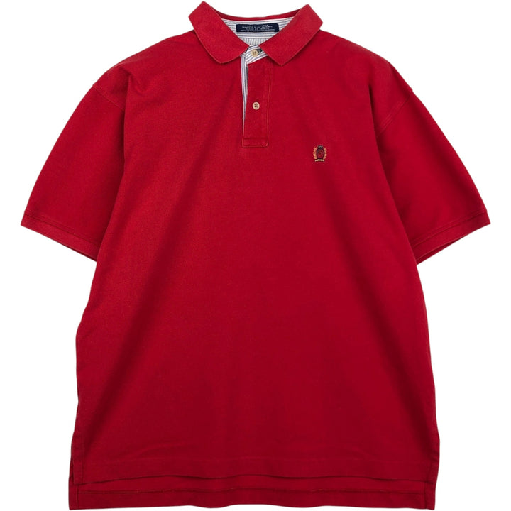 Tommy Hilfiger short-sleeved polo shirt, men's size M (approx.) cotton red type Vintage Second Hand