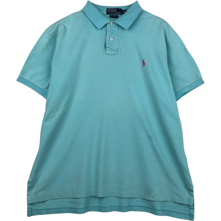 Ralph Lauren POLO by Ralph Lauren short sleeve polo shirt, men's XL size unclear turquoise blue Vintage Second Hand