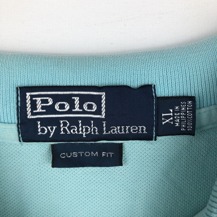 Ralph Lauren POLO by Ralph Lauren short sleeve polo shirt, men's XL size unclear turquoise blue Vintage Second Hand