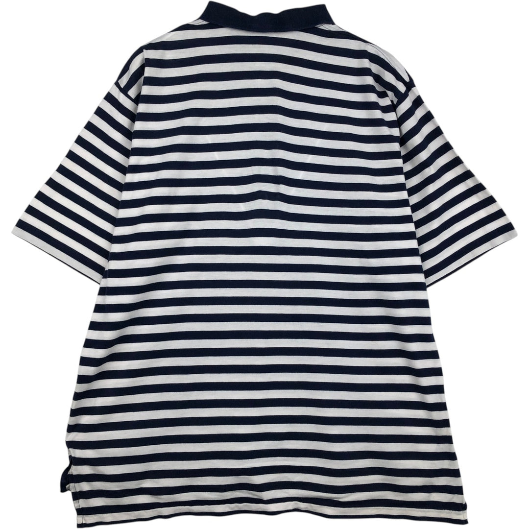 Ralph Lauren POLO GOLF Short Sleeve Striped Polo Shirt Men's XL cotton navy blue type Vintage Second Hand