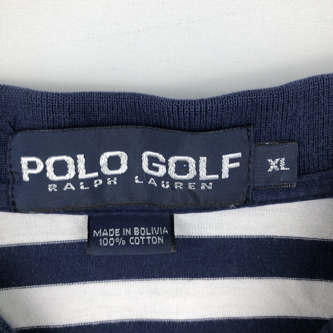 Ralph Lauren POLO GOLF Short Sleeve Striped Polo Shirt Men's XL cotton navy blue type Vintage Second Hand